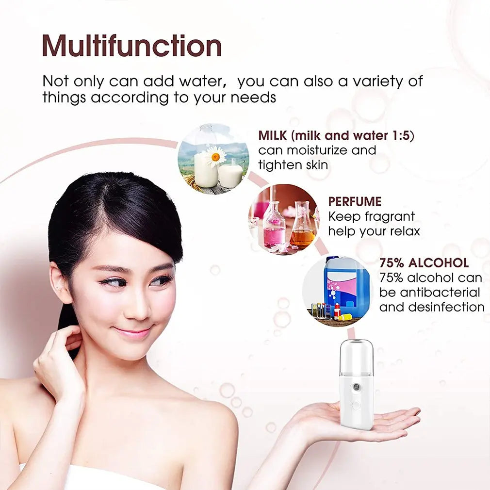 Nano facial Sprayer USB Nebulizer Face steamer Humidifier Hydrating Anti-aging Wrinkle Women Beauty Skin Care Tools Santitizer